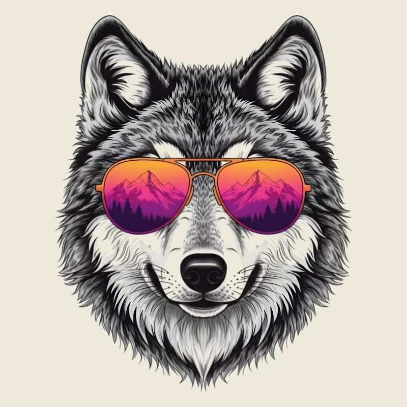 Cool Wolf with Sunglasses Graphic Tee