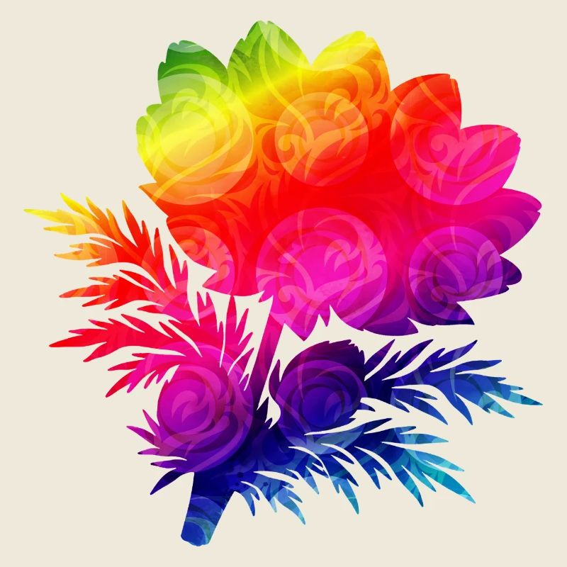Bunte Blumen Silhouette Regenbogen Design 