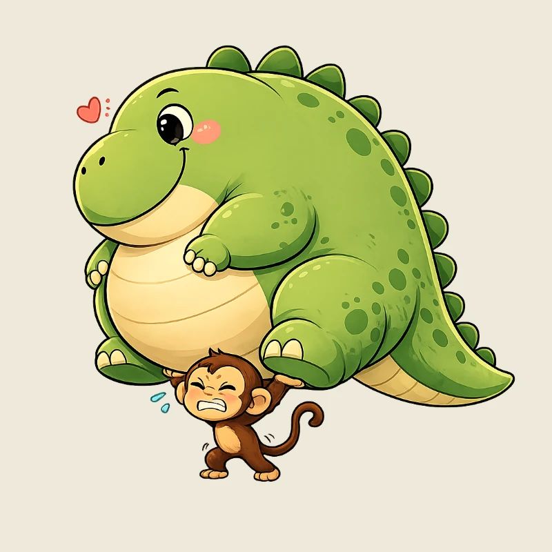Affe trägt Dinosaurier 