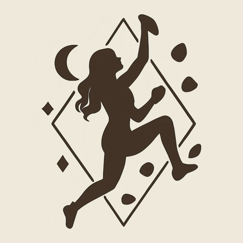 Boho Bouldering Woman: Geometric Climbing Silhouette