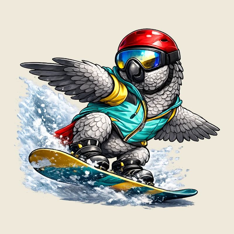 Graupapagei Snowboard