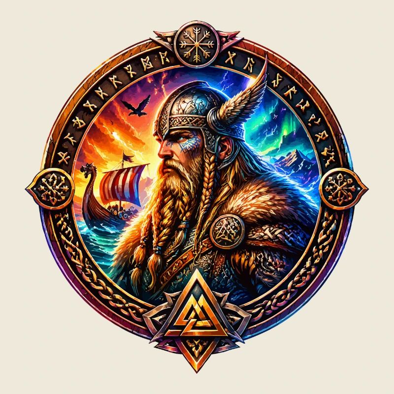 Vikingkrieger im Runenring