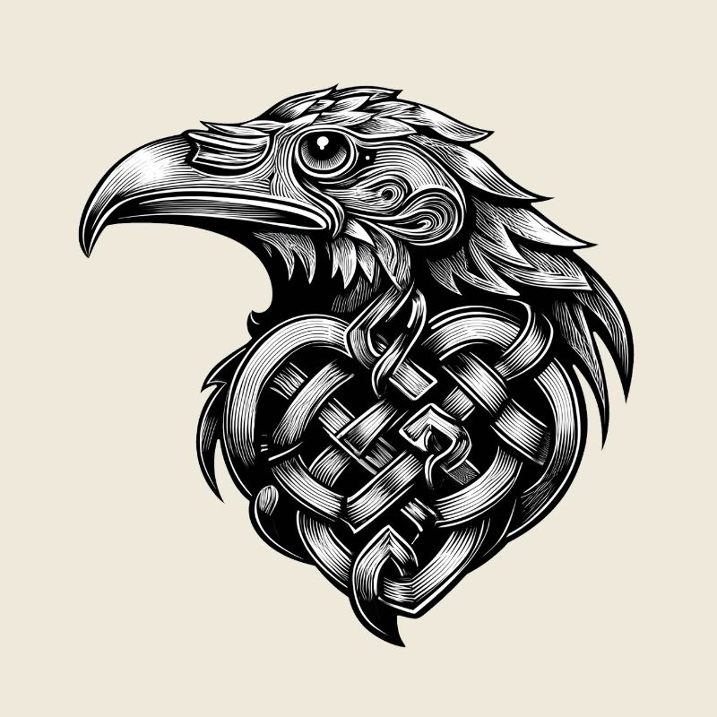 Eagle Illustration Black Tattoo Style