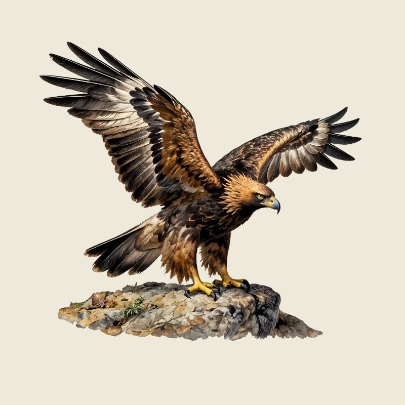 Adler im Flug auf steilem Felsen