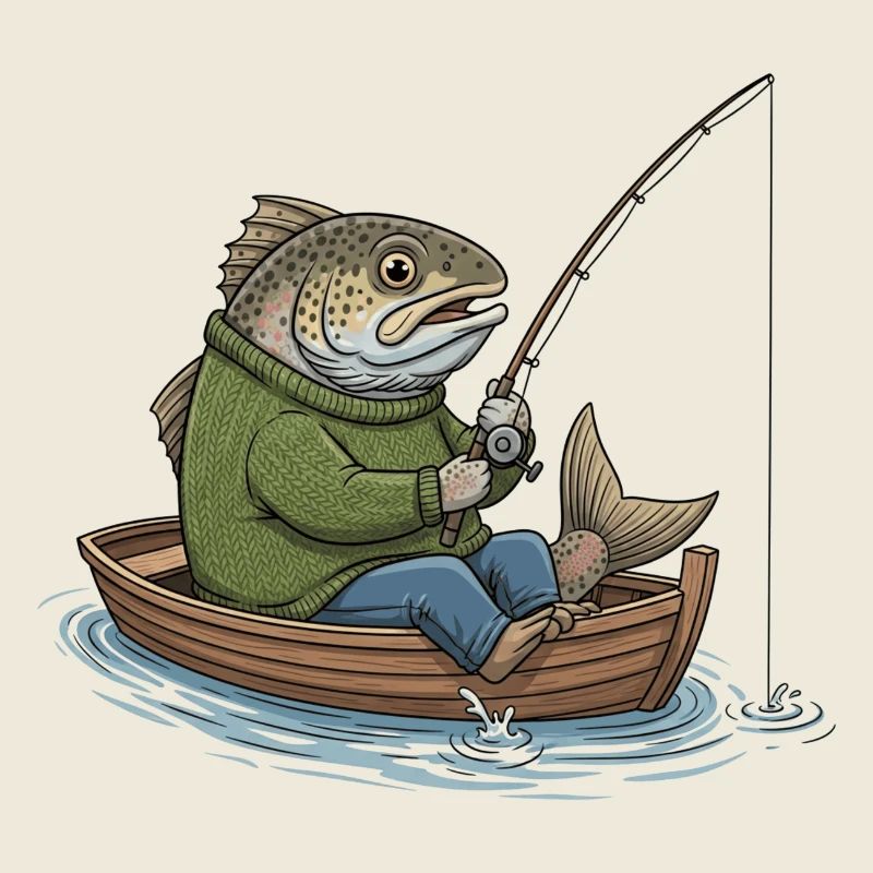 Humorfischen Fischfischer