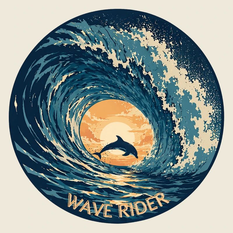 SURFEUR DE VAGUES DE L’OCÉAN DAUPHIN MER