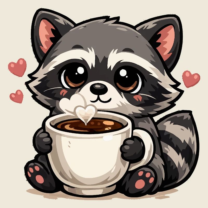 Kuschelraccoon Kaffee Herzchen