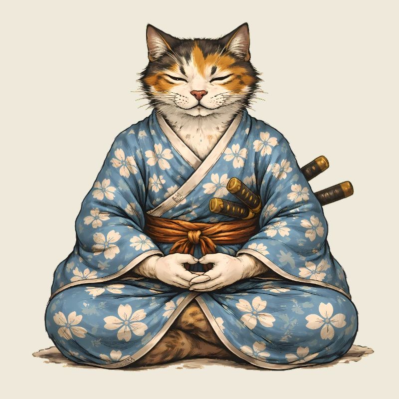 Zen-Samurai-Katzen-Meditationskimono