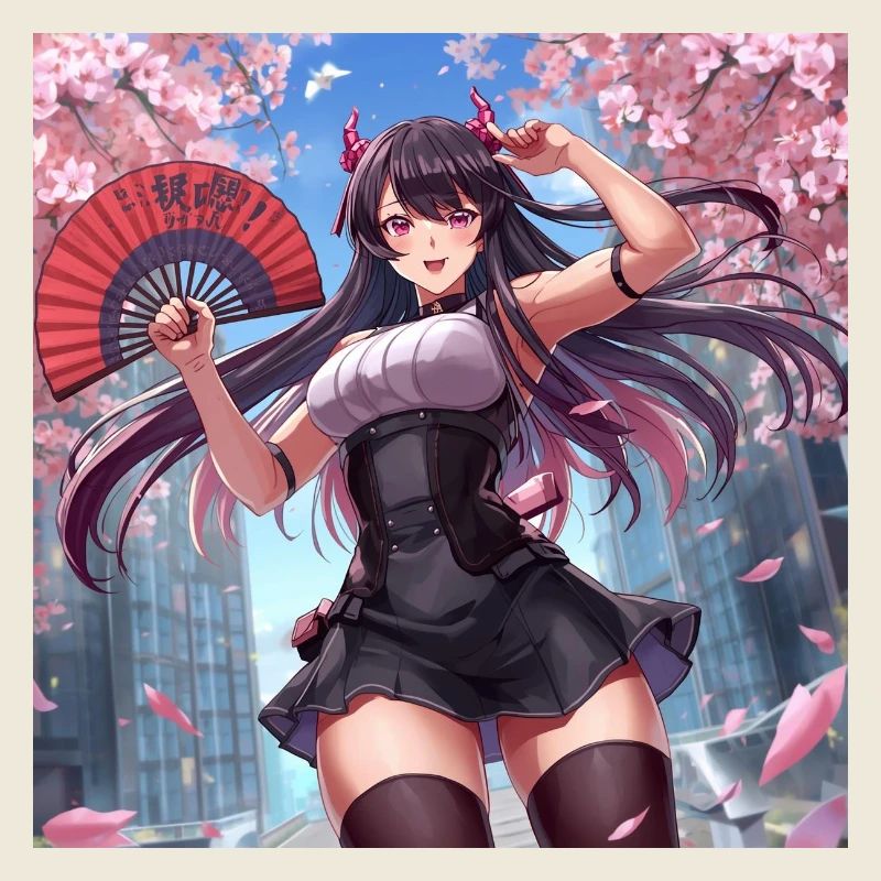 Fille Démon dans le Vent en Fleurs