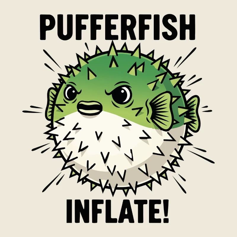 Globe Fish Danger Inflate Black Pufferfish