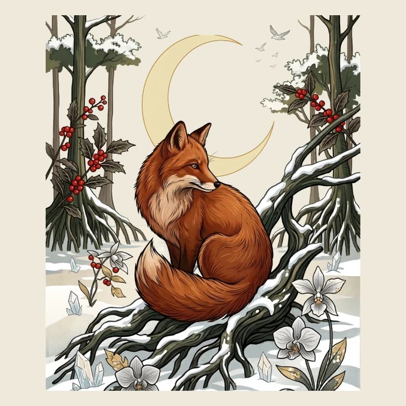 Forêt d’hiver du Renard Rouge Art de la faune de Mori Kei