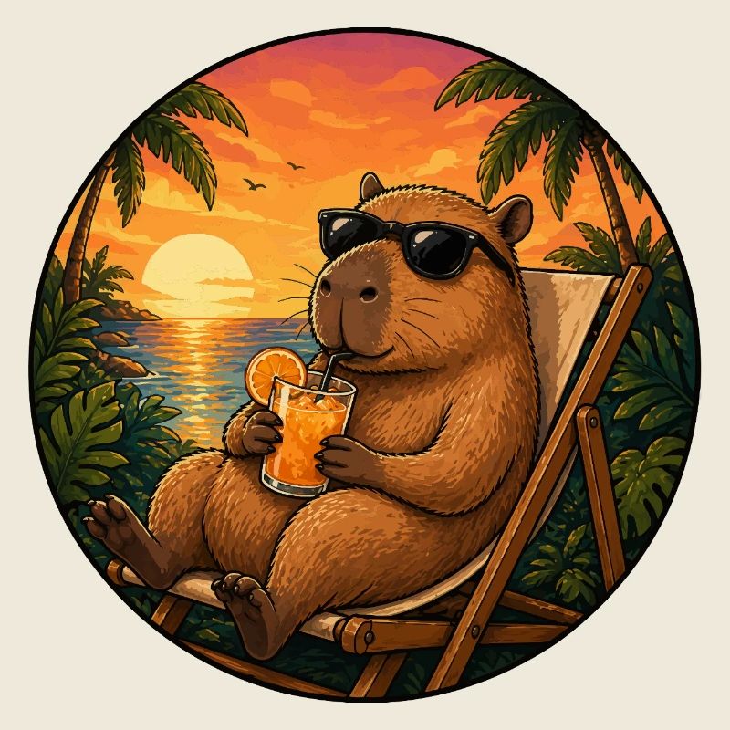 Capibara sur une chaise longue