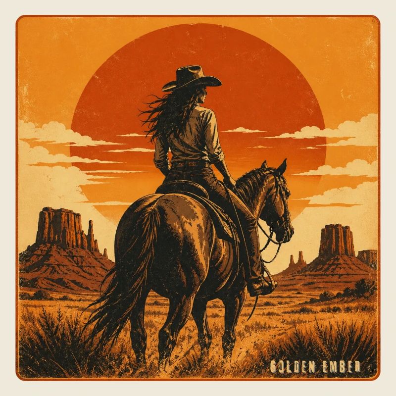 Golden Ember Horse Sunset
