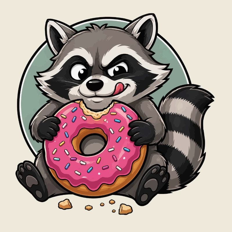 Waschbär mit pinkem Donut