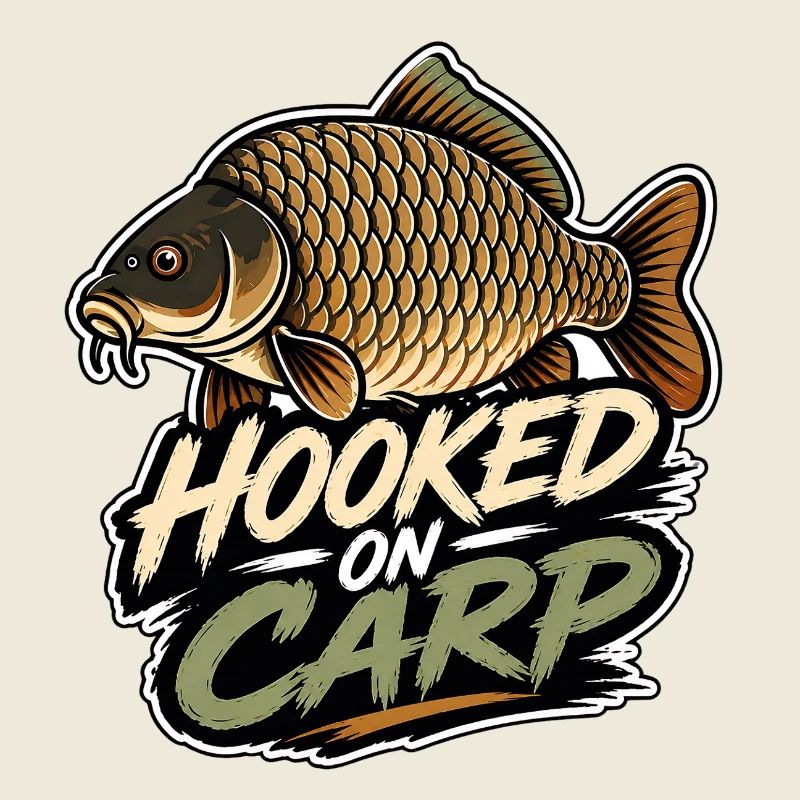 Hooked On Carp Funny Carp Fishing Design
