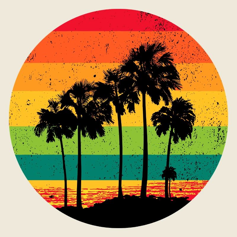Palmen Strand Sunset Retro
