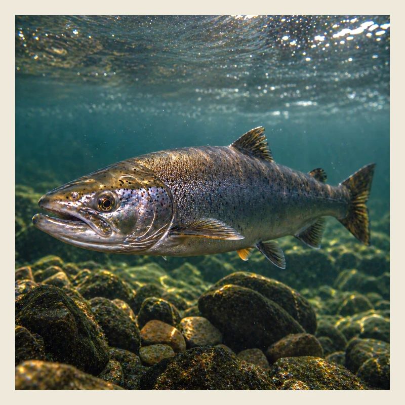 Lachs-Unterwassermotiv
