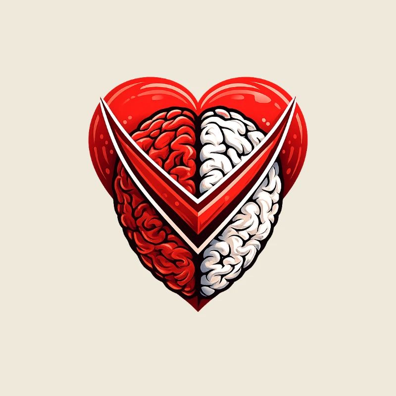 Split Heart Brain Emblem