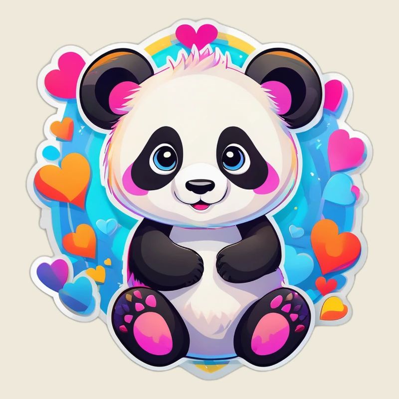 Panda Coeur Arc-en-Ciel