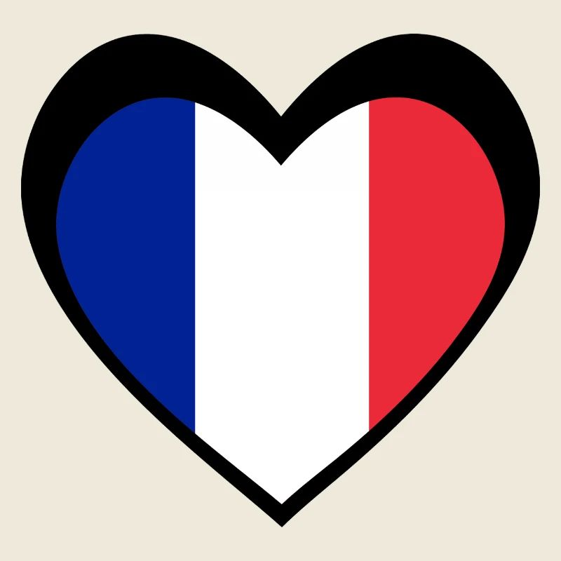 Heart French Flag Black