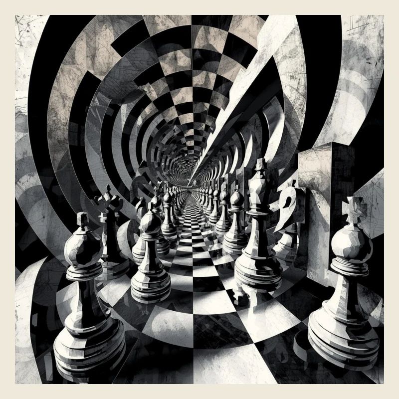 Spirale d’échecs en noir et blanc