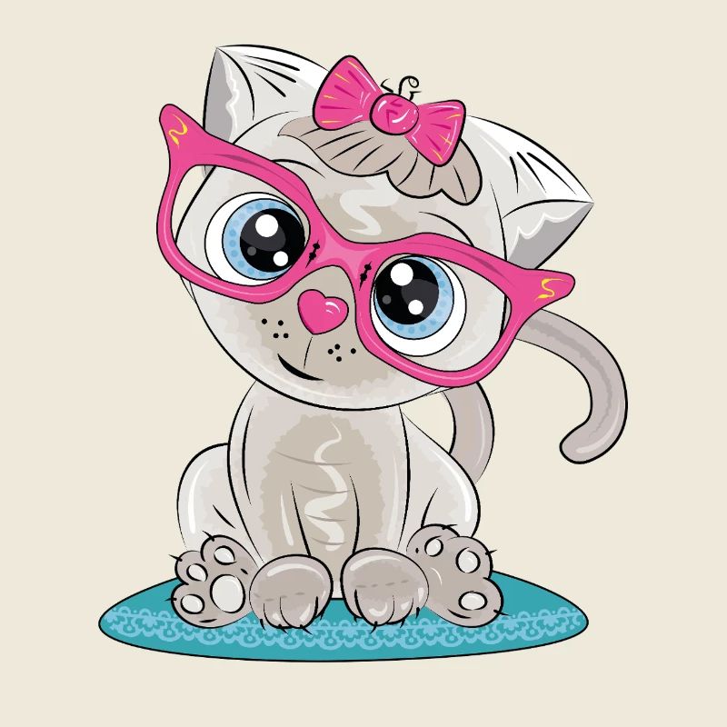 Kitten with Pink Glasses and Bow