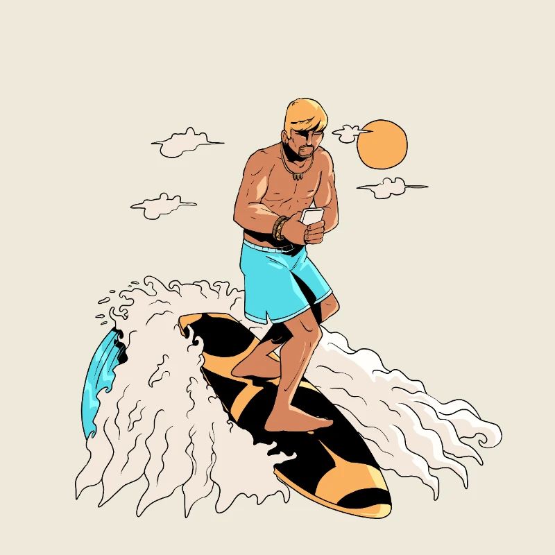 Surfer and smartphone