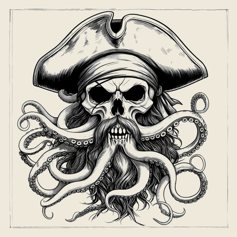 Pirate skull and octopus