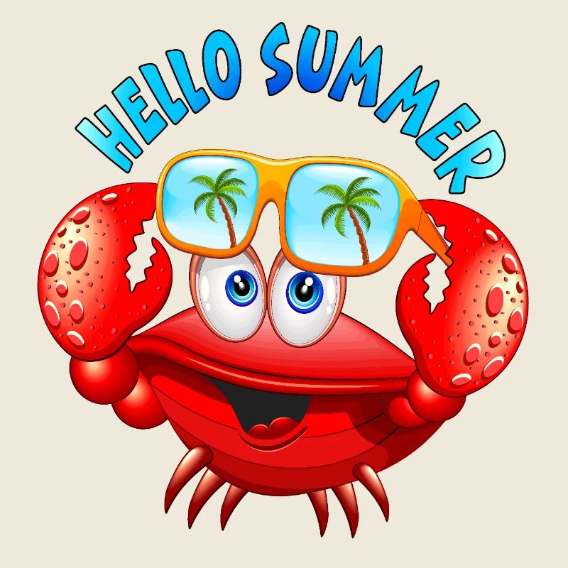 Crab Süßer Sommer-Cartoon mit Sonnenbrille