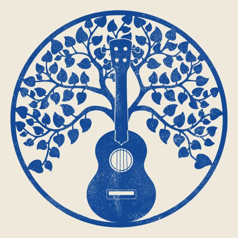 Ukulele tree mandala blue