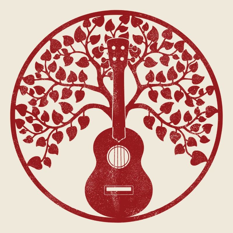Mandala d’arbre à ukulélé rouge