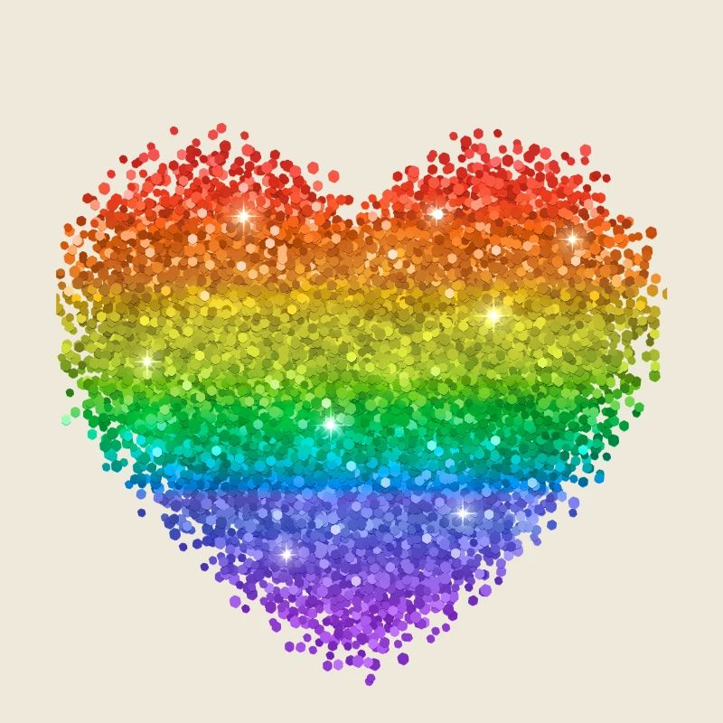 Rainbow Heart Glitter Dots