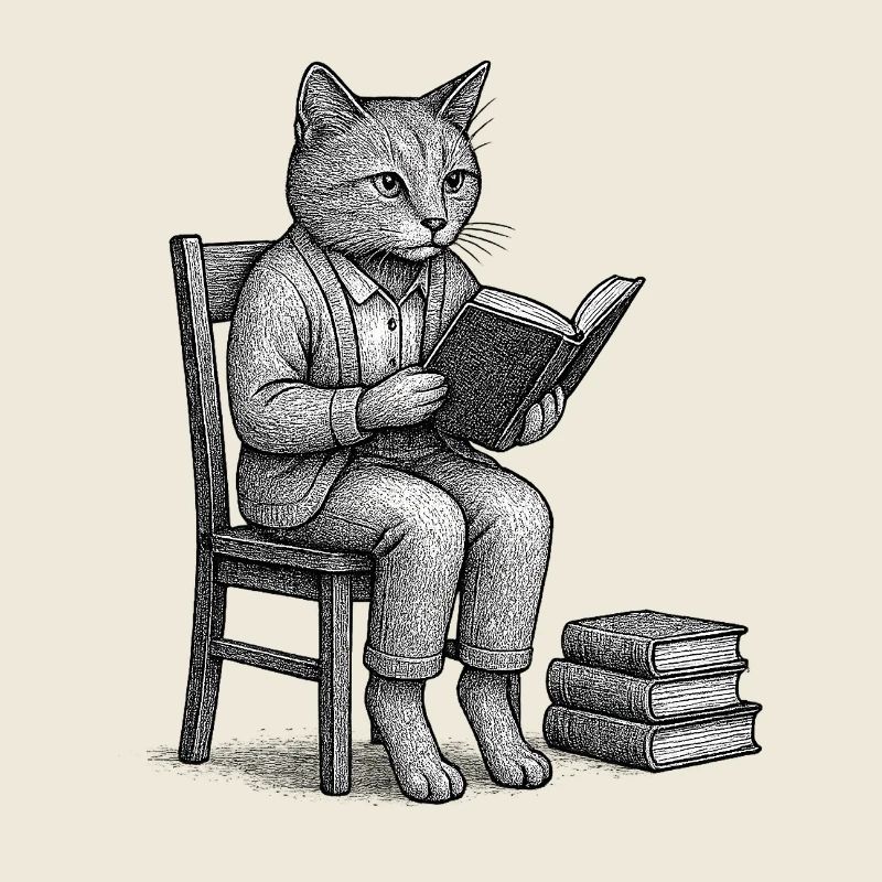 Chat Lecteur en Bretelles