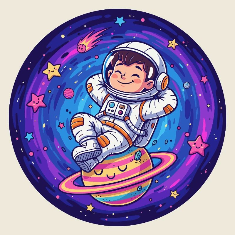 Petit astronaute dans la porte des étoiles