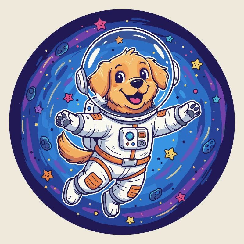 Chien de l’espace en combinaison d’astronaute