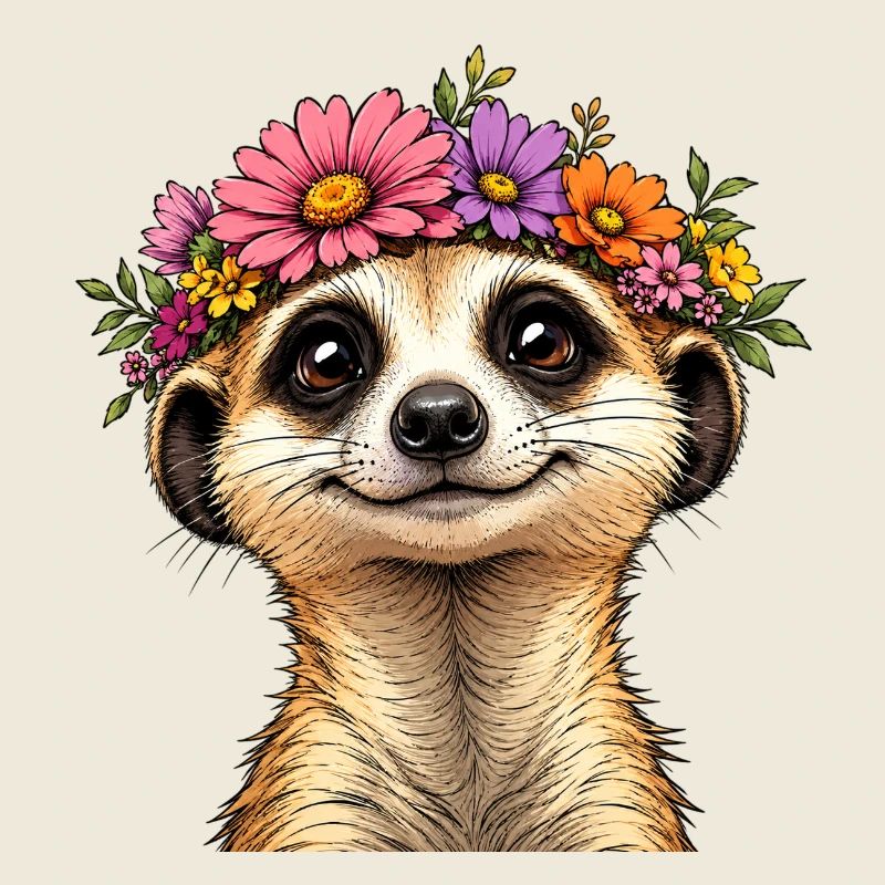 Suricate avec décoration florale