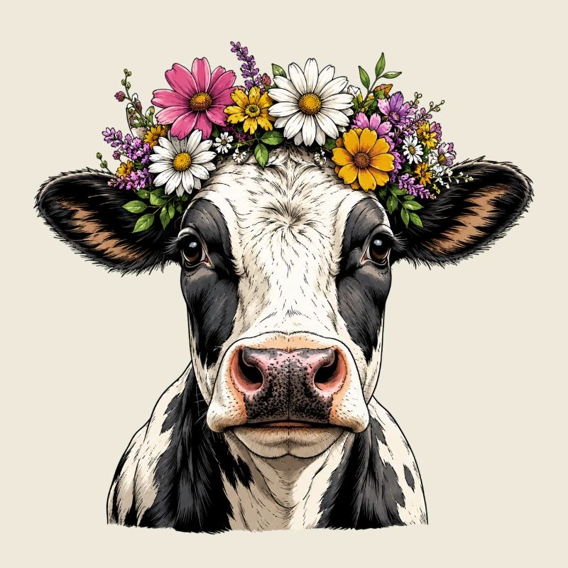 Vache décorée floral