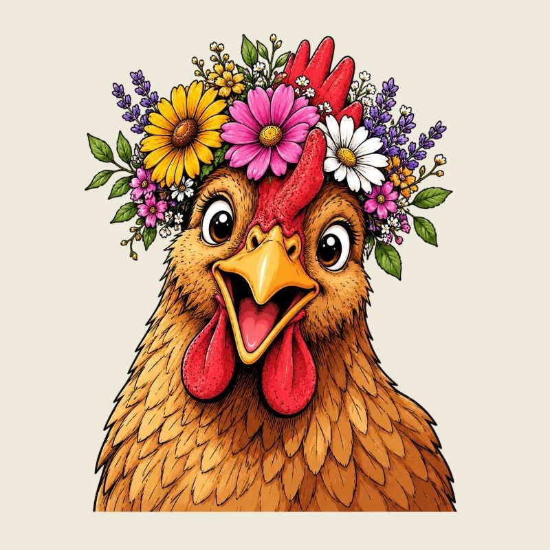 Chicken with floral decoration