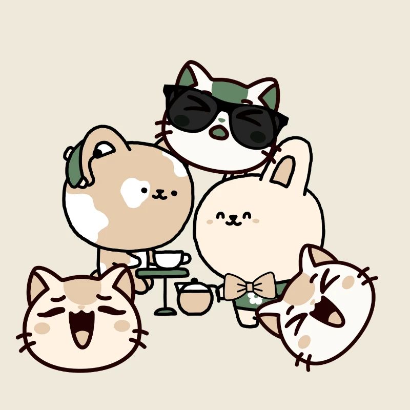 Kawaii Kaffeepause: Katze mit Hörgerät