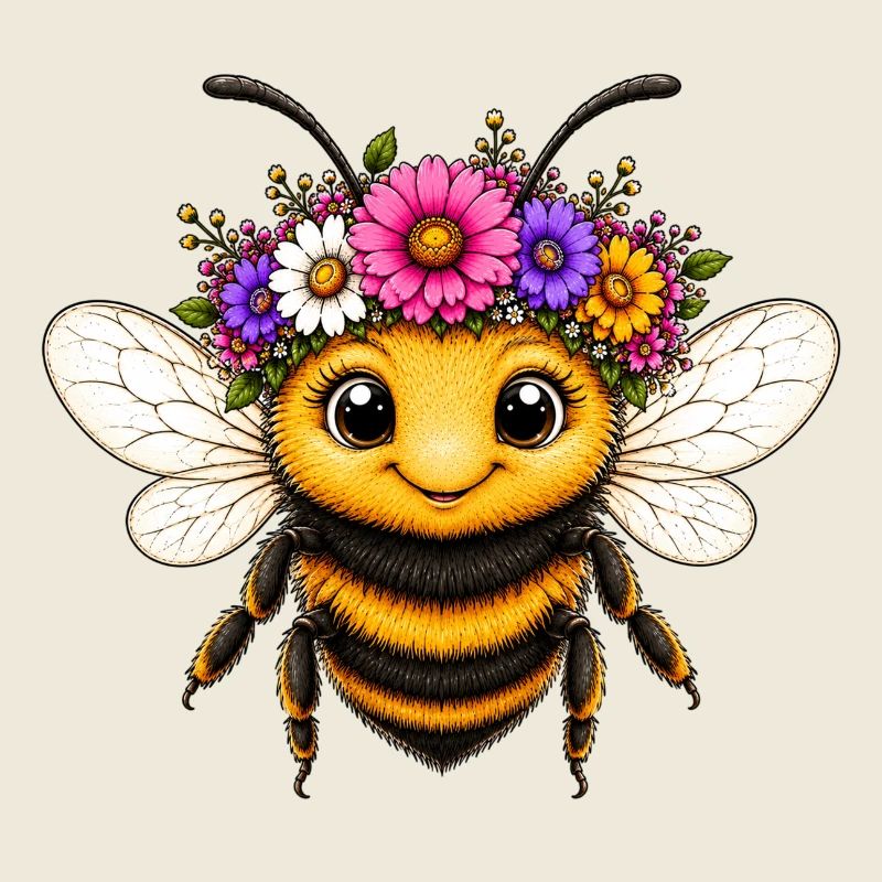 Meadow bee with floral decoration
