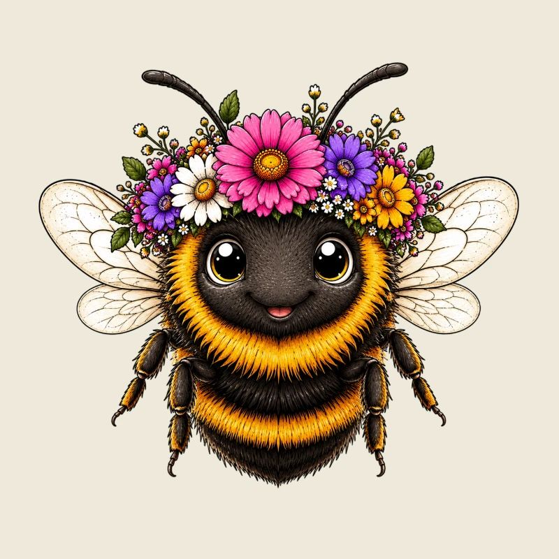 Bee with floral decoration