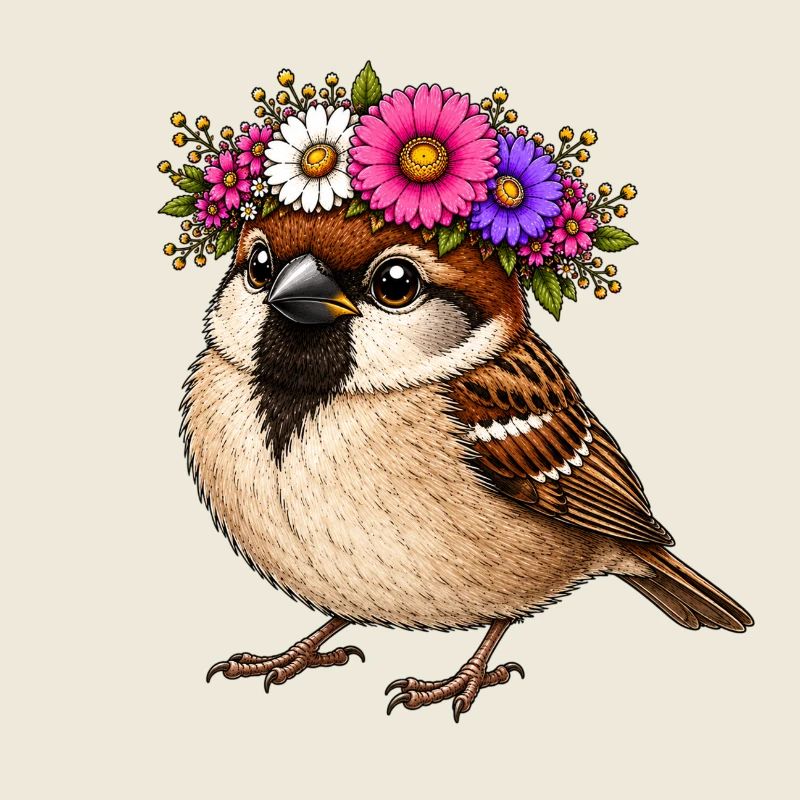 Bird with floral decoration