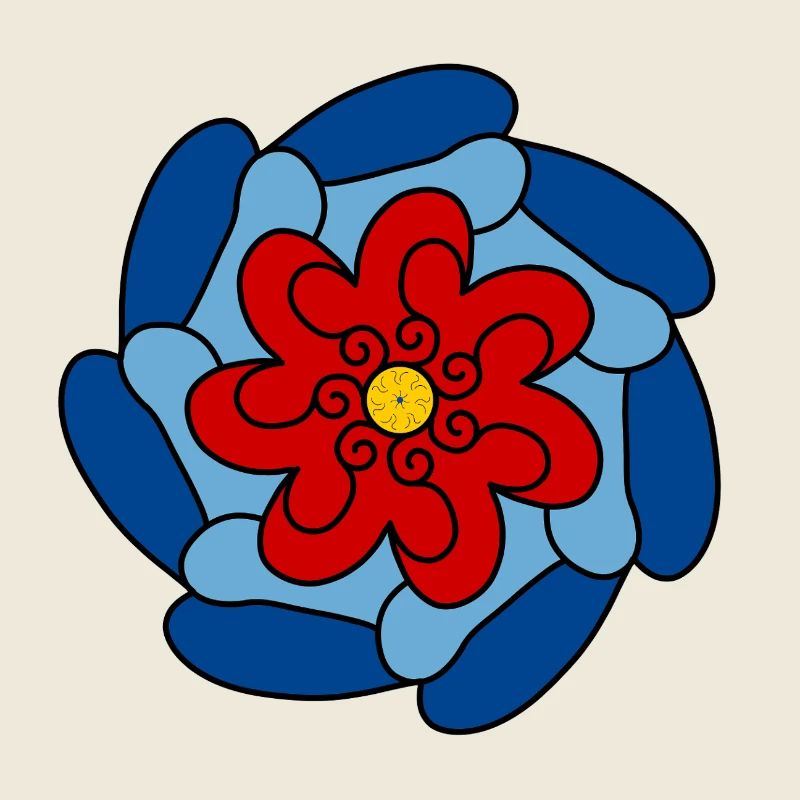 Rote Blume Blaue Mandala