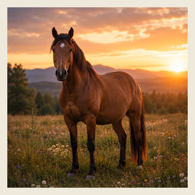 Pferd bei Sonnenuntergang