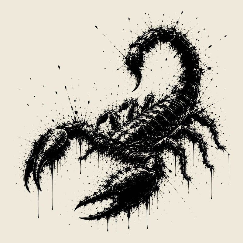 Black Scorpion Splatter Art