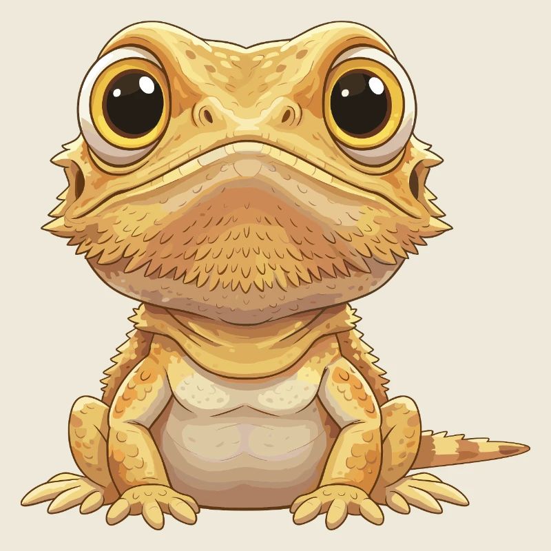 Cuddly bearded dragon – cartoon with giant eyes