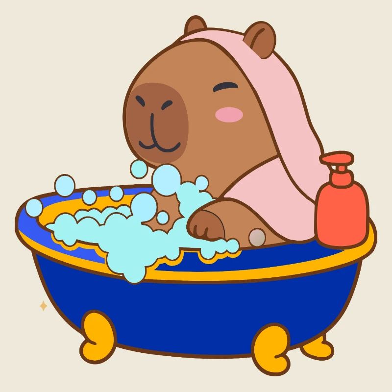 Bain moussant de capybara Dessin animé douillet Splash & Chill