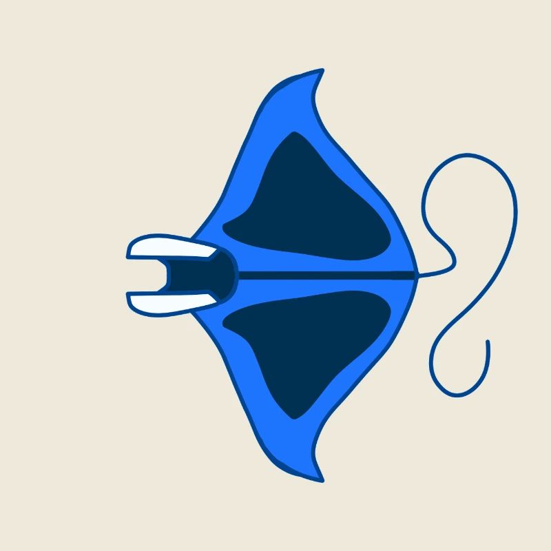 Manta Bleu Linéaire Stylisé