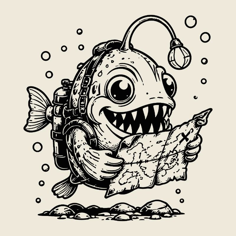 Monster Fish Frogfish with Treasure Map