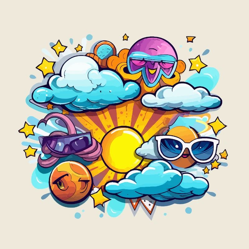 Joies du soleil dans le cercle de nuages